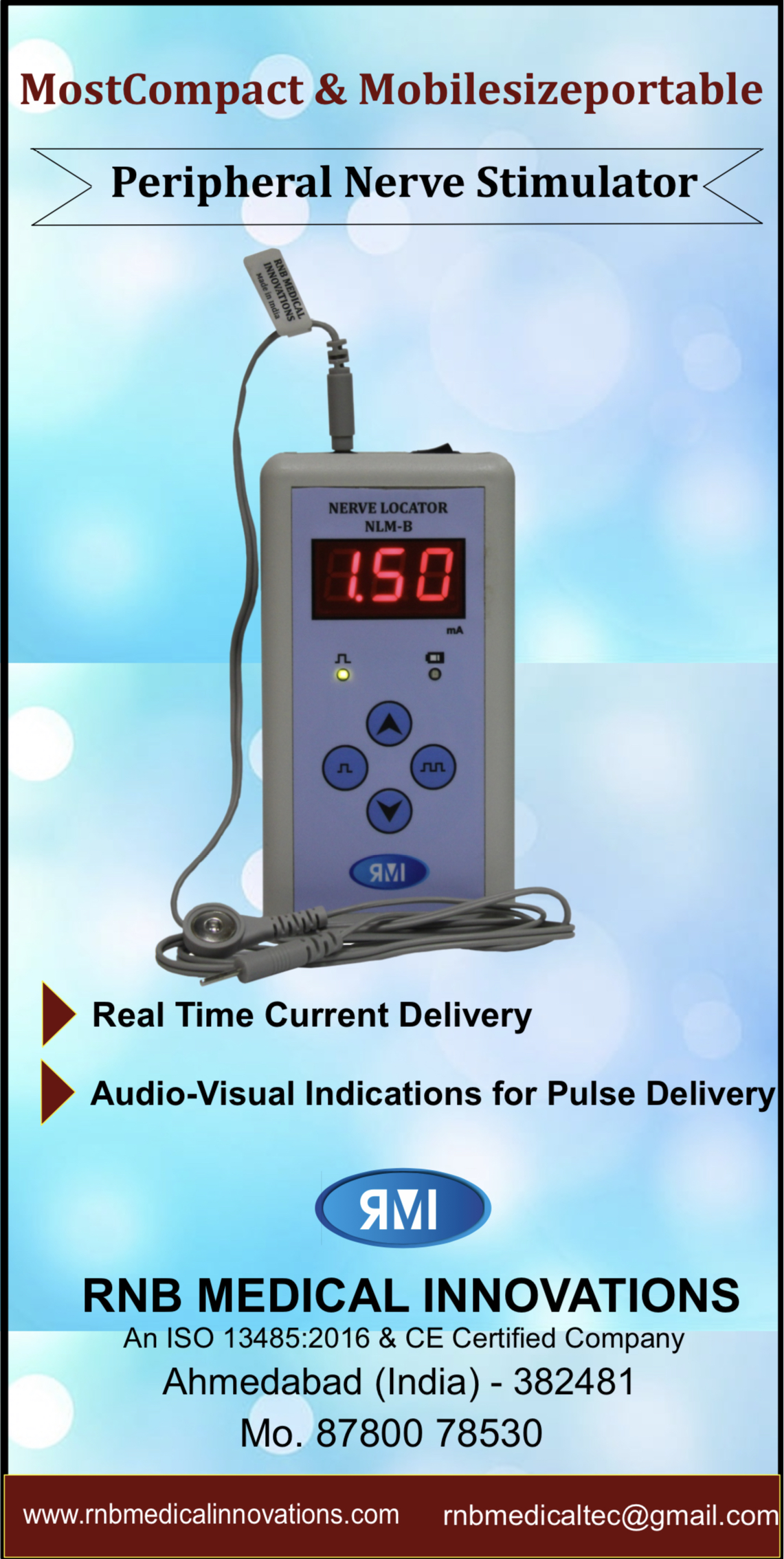 RNB Medical Innovations NLM-B Peripheral Nerve Stimulator with 1 month  return policy at best price.